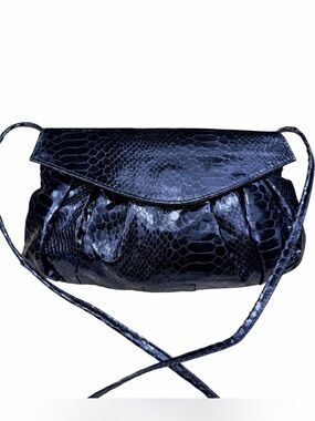 Deep Indigo Fatti A Mano Faux Carlos Falohi Faux Snake Crossbody Bag NWT Vintage